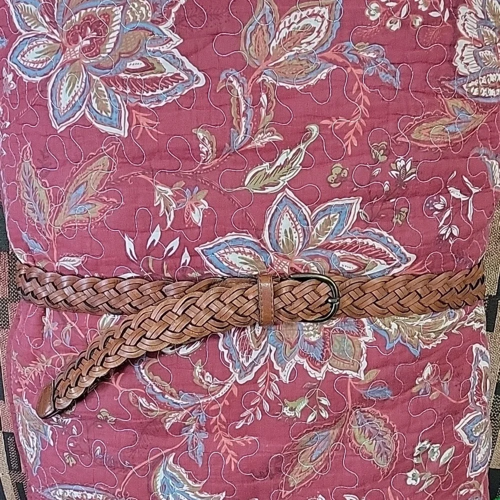 NWOT- Woven/Braided Leather Belt w/Brass Buckle